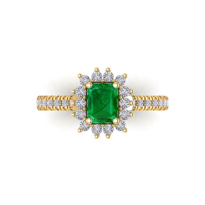 14K Yellow Gold Emerald Cut Emerald Ring 1.44 CTW