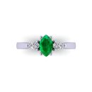 14k White Gold Marquise Cut Emerald Three Stone Ring 0.78 CTW