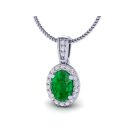 14k White Gold Oval Cut Emerald Pendant 0.67 CTW