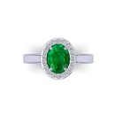 14k White Gold Oval Cut Emerald Ring 1.36 CTW