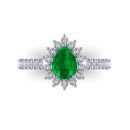 14K White Gold Pear Cut Emerald Ring 1.63 CTW