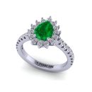 14K White Gold Pear Cut Emerald Ring 1.63 CTW