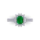 14k White Gold Emerald Cut Emerald Ring 1.33 CTW