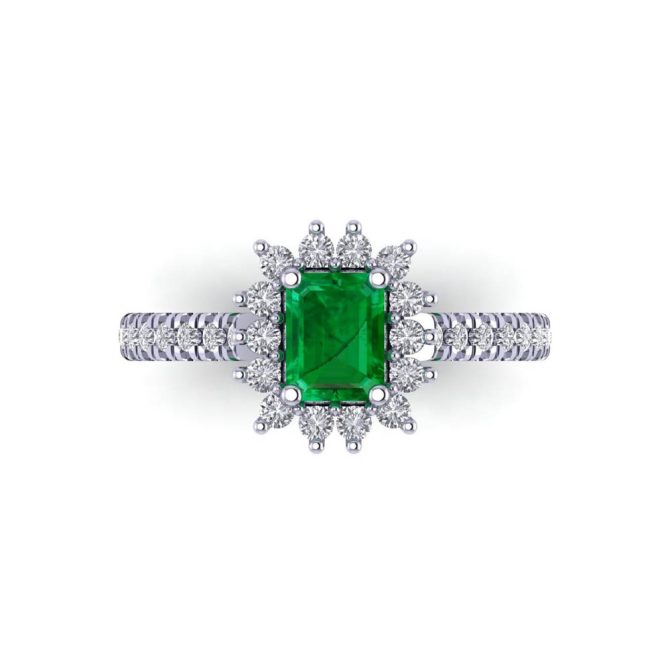 14k White Gold Emerald Cut Emerald Ring 1.33 CTW