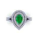 14k White Gold Pear Cut Emerald Ring 1.61 CTW