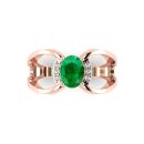 14K Rose Gold Oval Cut Emerald Ring 1.08 CTW