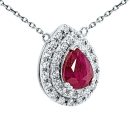 14K White Gold Pear Cut Ruby Pendant 2.14 CTW