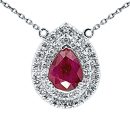 14K White Gold Pear Cut Ruby Pendant 2.14 CTW