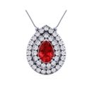 14K White Gold Pear Cut Ruby Pendant 2.14 CTW