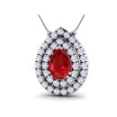 14K White Gold Pear Cut Ruby Pendant 2.14 CTW