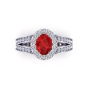 14K White Gold Oval Cut Ruby Ring 3.06 CTW