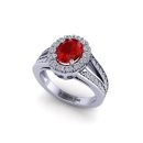 14K White Gold Oval Cut Ruby Ring 3.06 CTW