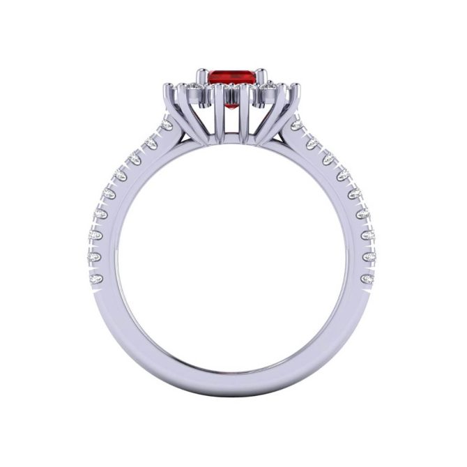 14K White Gold Emerald Cut Ruby Ring 1.41 CTW