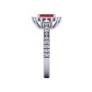 14K White Gold Emerald Cut Ruby Ring 1.41 CTW