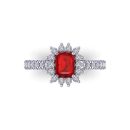 14K White Gold Emerald Cut Ruby Ring 1.41 CTW