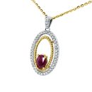 14k White Gold Oval Cut Ruby Pendant 1.20 CTW