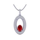 14k White Gold Oval Cut Ruby Pendant 1.20 CTW