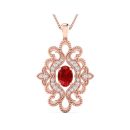 14K Rose Gold Oval Cut Ruby Pendants 0.65 CTW