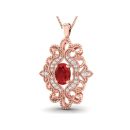 14K Rose Gold Oval Cut Ruby Pendants 0.65 CTW