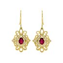 14K Yellow Gold Oval Cut Ruby Earrings 1.52 CTW