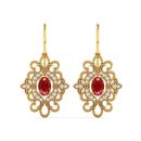 14K Yellow Gold Oval Cut Ruby Earrings 1.52 CTW