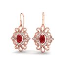 14K Rose Gold Oval Cut Ruby Earrings 1.11 CTW