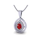 14k White Gold White Diamond Ruby Pendant 0.54 CTW