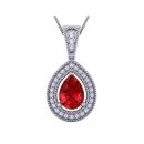 14k White Gold Pear Cut Ruby Pendant 0.55 CTW