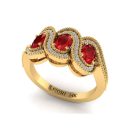 14k Yellow Gold Oval Cut Ruby and Diamond Ring 1.21 CTW