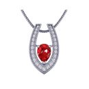 14K White Gold Pear Cut Ruby Pendant 1.13 CTW