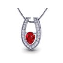 14K White Gold Pear Cut Ruby Pendant 1.13 CTW