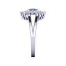 14K White Gold Round Cut Blue Diamond Ring 0.71 CTW