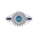 14K White Gold Round Cut Blue Diamond Ring 0.71 CTW