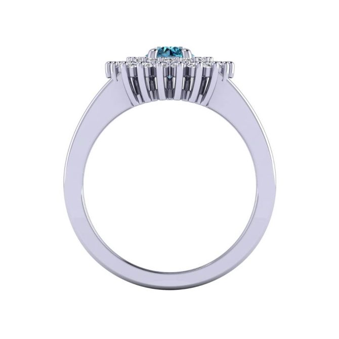 14K White Gold Round Cut Blue Diamond Ring 0.71 CTW