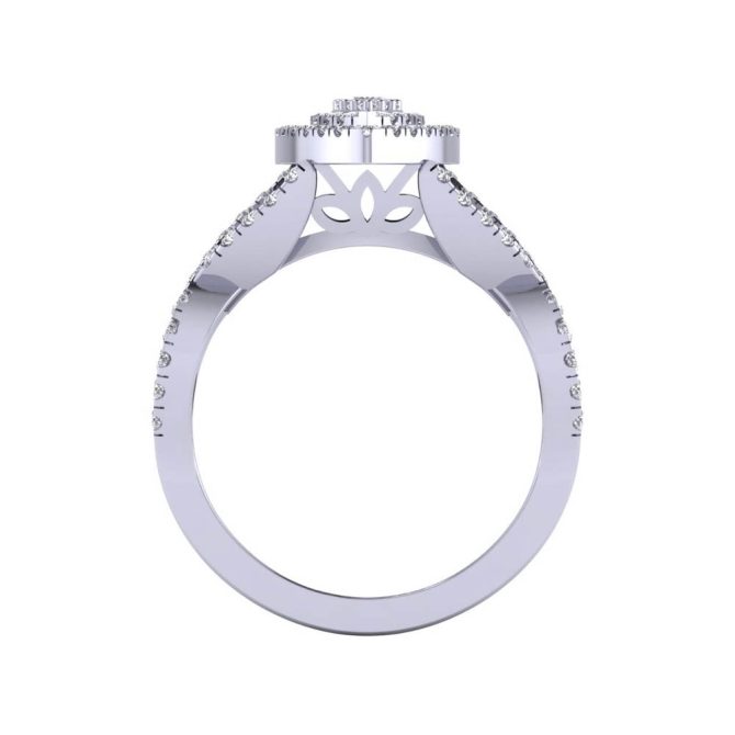 14k White Gold Round Cut White Diamond Ring 0.51 CTW