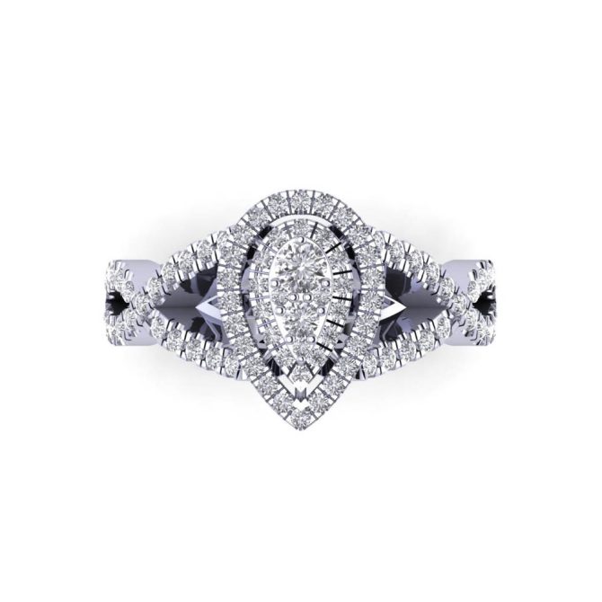 14k White Gold Round Cut White Diamond Ring 0.51 CTW