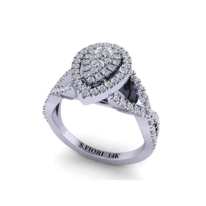 14k White Gold Round Cut White Diamond Ring 0.51 CTW