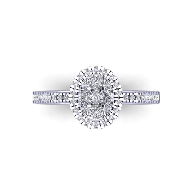 14k White Gold Round Cut White Diamond Ring 0.52 CTW