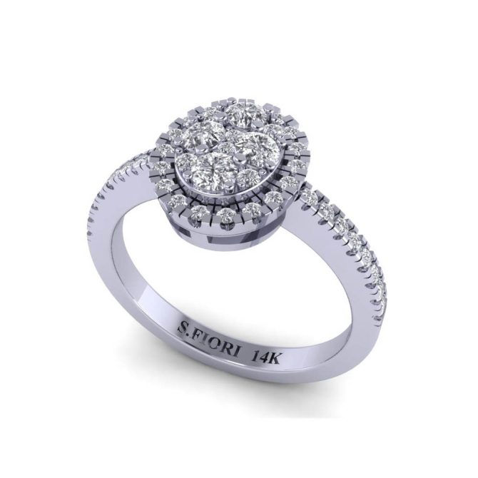 14k White Gold Round Cut White Diamond Ring 0.52 CTW