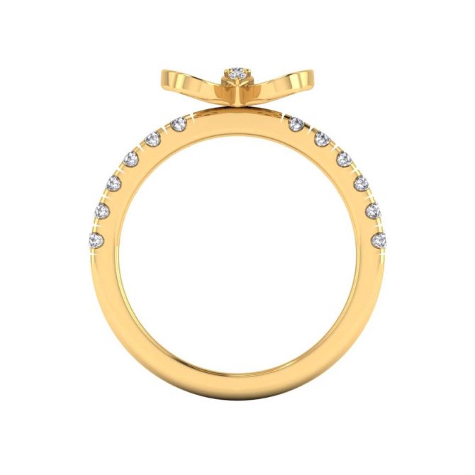 14k Yellow Gold Round Cut White Diamond Ring 0.53 CTW