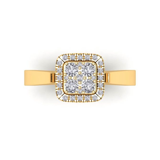 14k Yellow Gold Round Cut White Diamond Ring 0.52 CTW