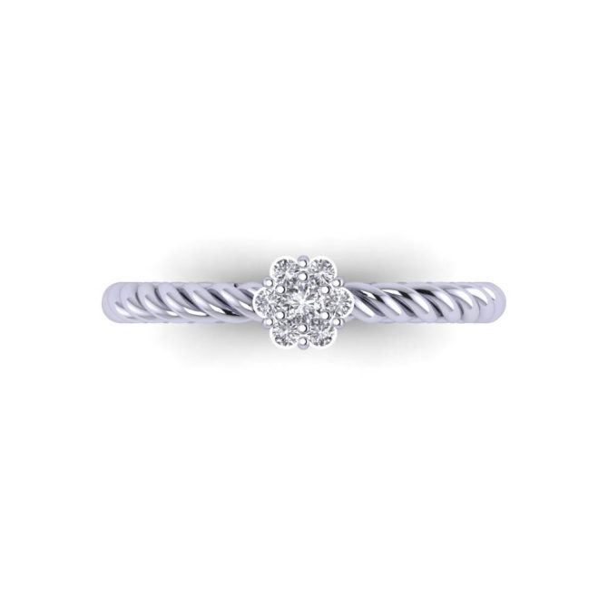 14k White Gold Round Cut White Diamond Ring 0.25 CTW