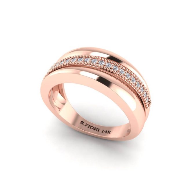 14k Rose Gold Round Cut White Diamond Ring 0.12 CTW