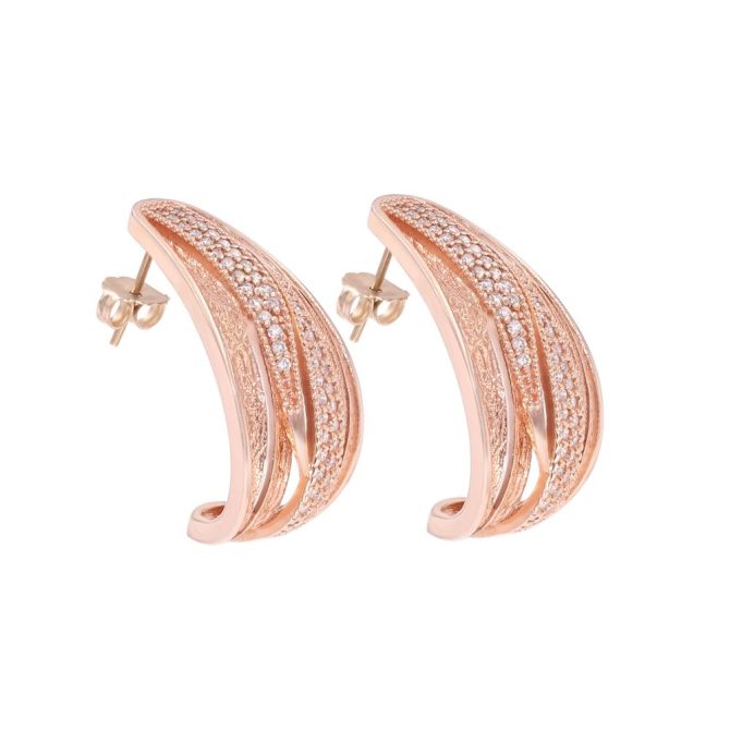 14k Rose Gold Round Cut White Diamond Earrings 0.35 CTW