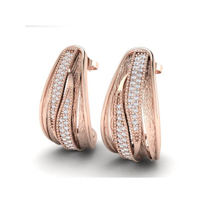 14k Rose Gold Round Cut White Diamond Earrings 0.35 CTW