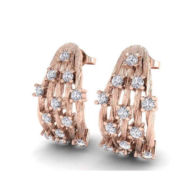 14k Rose Gold Round Cut White Diamond Earrings 0.62 CTW