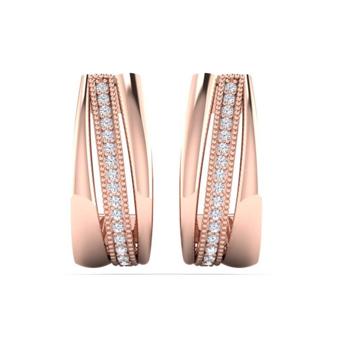 14K Rose Gold White Diamond Earrings .15 CTW