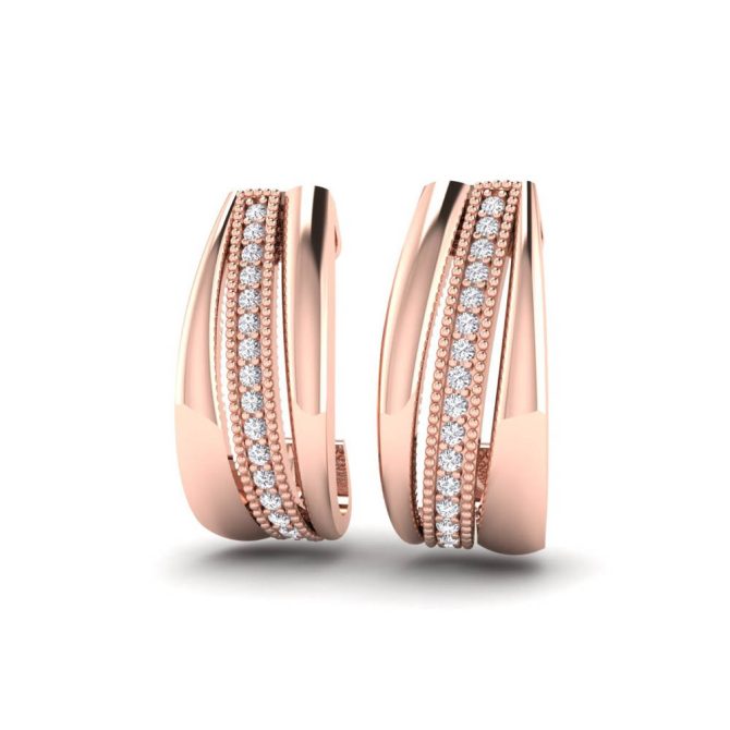 14K Rose Gold White Diamond Earrings .15 CTW