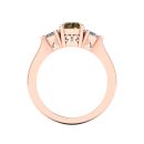 14k Rose Gold Round Cut Cognac Diamond Three Stone Ring 1.18 CTW