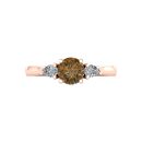 14k Rose Gold Round Cut Cognac Diamond Three Stone Ring 1.18 CTW